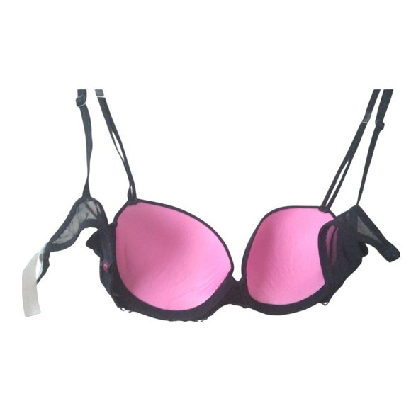 Victoria Secret PINK Womens Black Lace Trim Underwire Lightly Padded Bra 32C/B - Picture 7 of 11